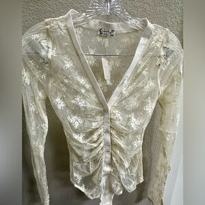 BRAND NEW WITH TAGS!! Free People Intimately All Over Lace Bodysuit, Ivory,Small